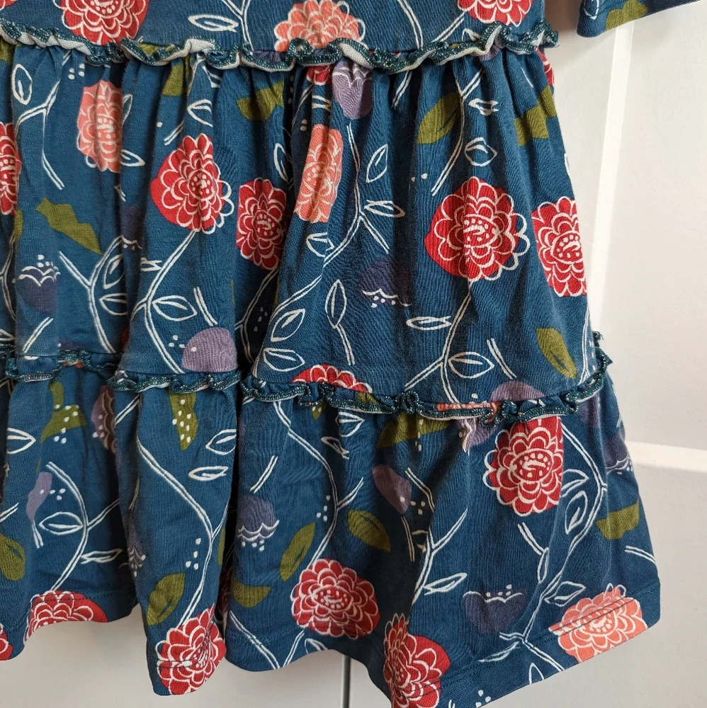 TEA Collection Girls folksy floral printed tiered ruffle skirt dress size 6